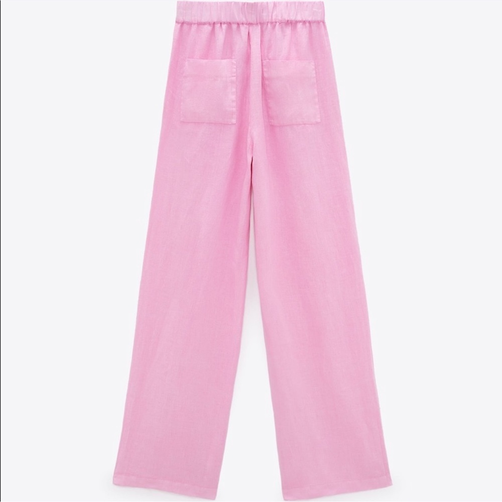 Zara Linen Pants Pink - Picture 3 of 9